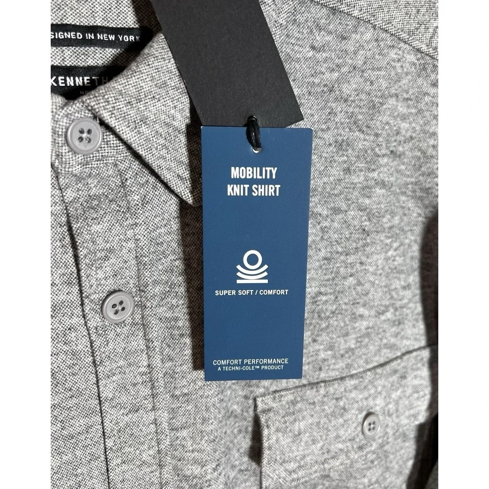 Kenneth Cole Mobility Super Soft Knit Button Up Shirt Mens Sz XL Techni-Cole New